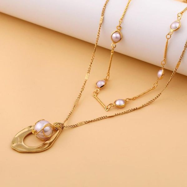 arrival retro special shaped hollow metal pendant necklace double layer chain pearl choker for women jewelry gift necklaces, Silver
arrival retro special shaped hollow metal pendant necklace double layer chain pearl choker for women jewelry gift necklaces, Silver