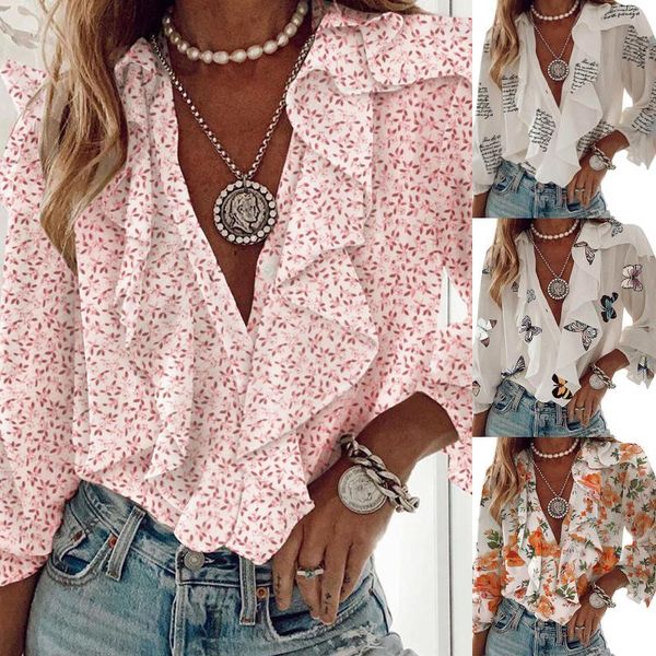 women's blouses & shirts elegant shirt blouse v-neck broken flower long-sleeve loose office lady summer basic, White
women's blouses & shirts elegant shirt blouse v-neck broken flower long-sleeve loose office lady summer basic, White