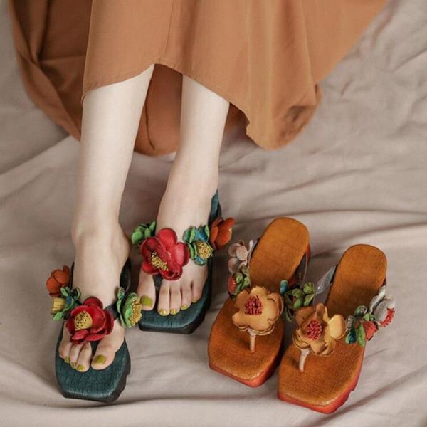 summer outdoor retro wedges heels square toe flowers genuine leather women flip-flops ladies casual slippers 20210510, Black
summer outdoor retro wedges heels square toe flowers genuine leather women flip-flops ladies casual slippers 20210510, Black