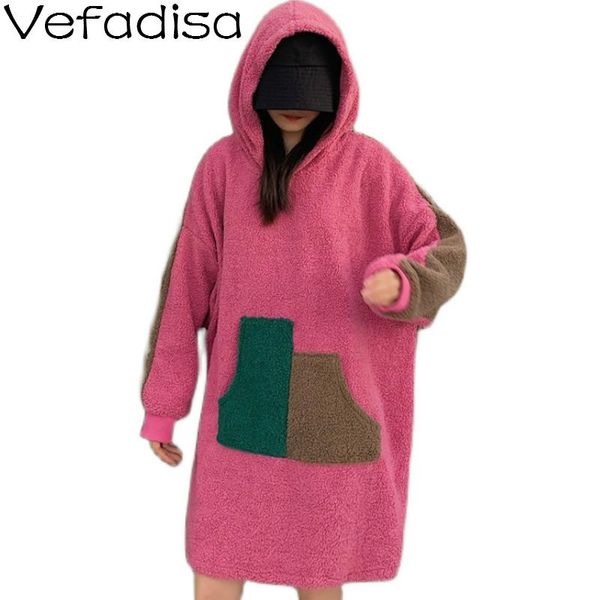 women's hoodies & sweatshirts vefadisa women patchwork cashmere sweatshirt 2021 autumn winter thick hooded pullover coat plus size qyf4, Black
women's hoodies & sweatshirts vefadisa women patchwork cashmere sweatshirt 2021 autumn winter thick hooded pullover coat plus size qyf4, Black