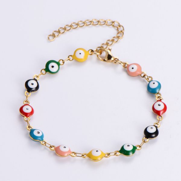multicolor round turkish evil eye stainless steel chain bracelet women jewelry, Black
multicolor round turkish evil eye stainless steel chain bracelet women jewelry, Black
