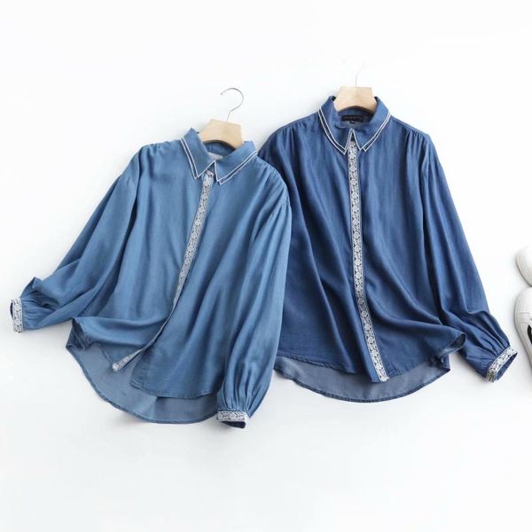 women's blouses & shirts loose women denim shirt blouse turn down collar long sleeve spring summer embroidery streetwear top, White
women's blouses & shirts loose women denim shirt blouse turn down collar long sleeve spring summer embroidery streetwear top, White