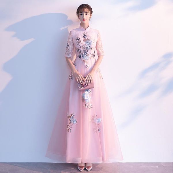ethnic clothing embroidery flower mesh qipao mandarin collar cheongsam pleated vintage formal party dresses women long banquet vestidos gown, Red
ethnic clothing embroidery flower mesh qipao mandarin collar cheongsam pleated vintage formal party dresses women long banquet vestidos gown, Red