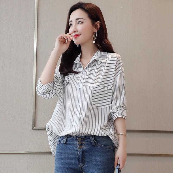 women's blouses & shirts arrival spring korea fashion women long sleeve loose casual striped femme turn-down c 18jo, White
women's blouses & shirts arrival spring korea fashion women long sleeve loose casual striped femme turn-down c 18jo, White