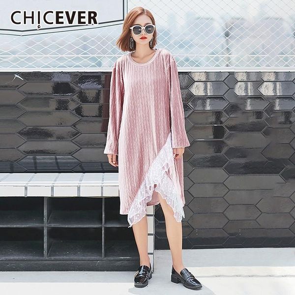casual dresses chicever korean mesh patchwork dress women o neck long sleeve loose midi hem asymmetrical female fashion 2021 autumn, Black;gray
casual dresses chicever korean mesh patchwork dress women o neck long sleeve loose midi hem asymmetrical female fashion 2021 autumn, Black;gray