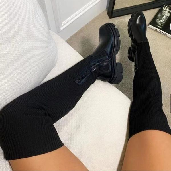 boots 2021 autumn women over-the-knee female stretch pu knitted long woman platform flats winter ladies zip shoes big size, Black
boots 2021 autumn women over-the-knee female stretch pu knitted long woman platform flats winter ladies zip shoes big size, Black