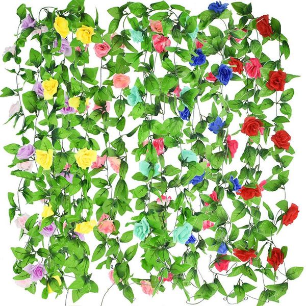2.4m 9heads 7cm silk rose flower with green leaves hanging vine garland plants string for home wedding garden decoration decorative flowers
2.4m 9heads 7cm silk rose flower with green leaves hanging vine garland plants string for home wedding garden decoration decorative flowers