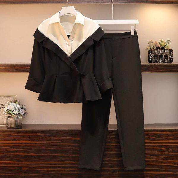 two piece dress 2021 spring autumn casual suit 2 set fashion splice and pants for women, White
two piece dress 2021 spring autumn casual suit 2 set fashion splice and pants for women, White