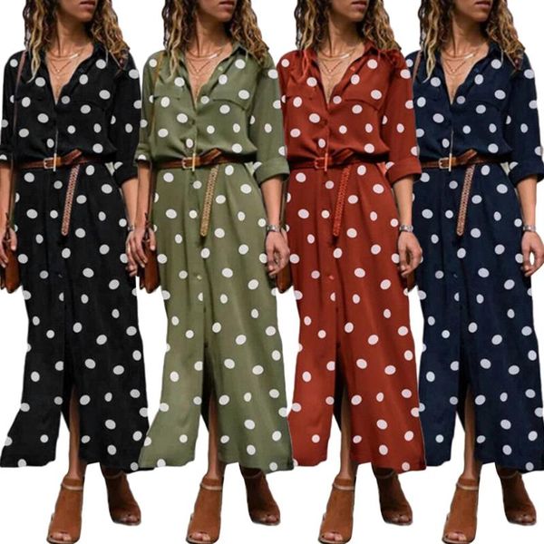 casual dresses autunm shirt dress turn down collar maxi women v-neck polka dot vestidos de fiesta split party rob, Black;gray
casual dresses autunm shirt dress turn down collar maxi women v-neck polka dot vestidos de fiesta split party rob, Black;gray