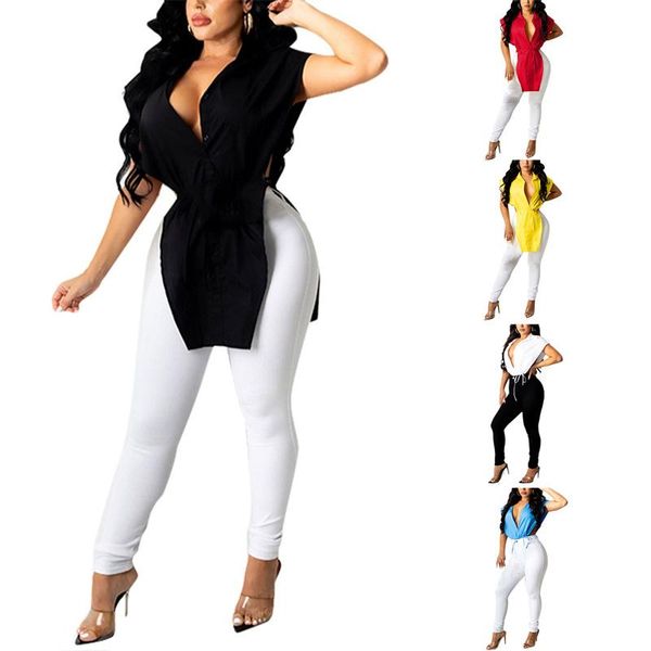 women's blouses & shirts thorn tree women fashion streetwear summer solid lapel cutout irregular hem sleeveless deep v neck loose fema, White
women's blouses & shirts thorn tree women fashion streetwear summer solid lapel cutout irregular hem sleeveless deep v neck loose fema, White