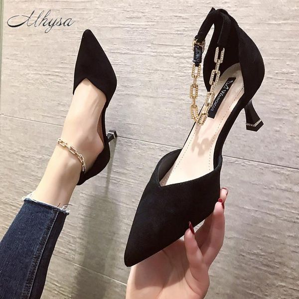 summer fashion and comfortable women's sandals one-line buckle pointed casual mature rough-heeled stilettos, Black
summer fashion and comfortable women's sandals one-line buckle pointed casual mature rough-heeled stilettos, Black