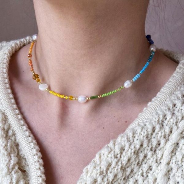 chokers bohemian color bead necklace irregular natural freshwater pearl embellishment choker femme rainbow jewelry gift collares de moda, Golden;silver
chokers bohemian color bead necklace irregular natural freshwater pearl embellishment choker femme rainbow jewelry gift collares de moda, Golden;silver
