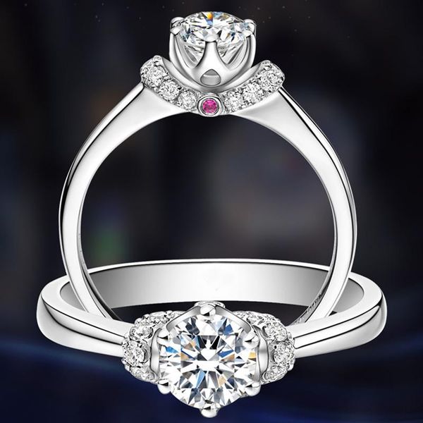 au585 white gold ring women wedding anniversary engagement party ribbon ruby 6 claw round moissanite diamond elegant cluster rings, Golden;silver
au585 white gold ring women wedding anniversary engagement party ribbon ruby 6 claw round moissanite diamond elegant cluster rings, Golden;silver