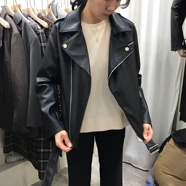 women's leather & faux women 's coat 2021 spring and autumn korean style young middle-aged lapel long-sleeved cardigan loose jacke, Black
women's leather & faux women 's coat 2021 spring and autumn korean style young middle-aged lapel long-sleeved cardigan loose jacke, Black