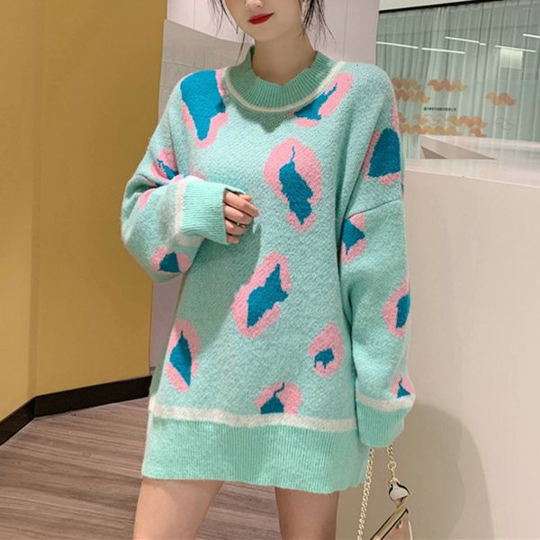 knits leopard retro oversized sweater women hit colors lazy oaf pullover o-neck sweaters jumpers, White
knits leopard retro oversized sweater women hit colors lazy oaf pullover o-neck sweaters jumpers, White