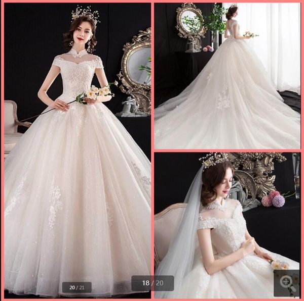 2021 robe de soiree vintage white tulle ball gown wedding dresses lace appliques beaded sequins high neckline elegant bridal gowns hollow ba
2021 robe de soiree vintage white tulle ball gown wedding dresses lace appliques beaded sequins high neckline elegant bridal gowns hollow ba