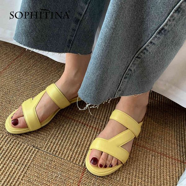 sophitina women's slippers outside wear daily fashion shoes solid color leather indoor female shoes yellow purple ao773 210513, Black
sophitina women's slippers outside wear daily fashion shoes solid color leather indoor female shoes yellow purple ao773 210513, Black