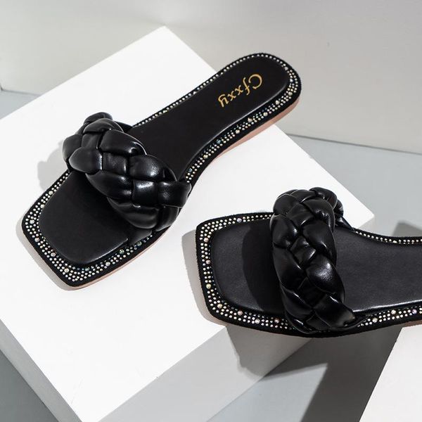 women slippers color diamond flats braid sandals casual summer outside beach holiday wear shoes slides, Black
women slippers color diamond flats braid sandals casual summer outside beach holiday wear shoes slides, Black