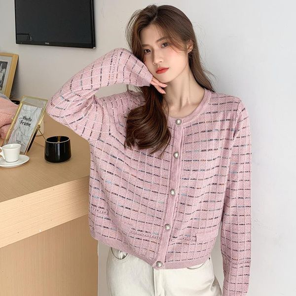 women's knits & tees tfetters pink cardigans women 2021 autumn french retro wool plaid sweater blended cardigan jacket round neck knit, White
women's knits & tees tfetters pink cardigans women 2021 autumn french retro wool plaid sweater blended cardigan jacket round neck knit, White