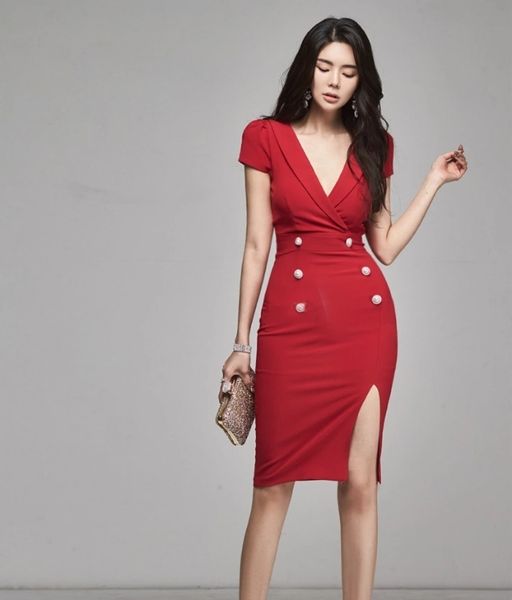 work dresses korean summer office lady slim temperament split dress zp9h, White;black
work dresses korean summer office lady slim temperament split dress zp9h, White;black