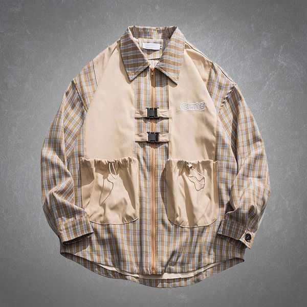 men's jackets hip hop streetwear patchwork embroidery letter plaid jacket men harajuku casual loose buckle zipper fake two, Black;brown
men's jackets hip hop streetwear patchwork embroidery letter plaid jacket men harajuku casual loose buckle zipper fake two, Black;brown