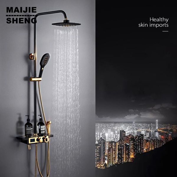 gold black thermostatic shower set bathroom rain shower mixer and cold thermostatic bath bathroom faucet
gold black thermostatic shower set bathroom rain shower mixer and cold thermostatic bath bathroom faucet