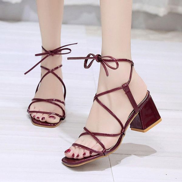 dress shoes fashion women's hard-wearing & anti-skid cross-tied comfortable thick heel lady's sandals wine red female, Black 
dress shoes fashion women's hard-wearing & anti-skid cross-tied comfortable thick heel lady's sandals wine red female, Black