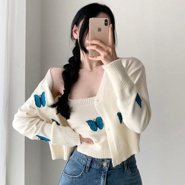 women's jackets sannian autumn women jacket slim fit with a suspender vest+embroidered butterfly knitted sweater two-piece clothes, Black;brown
women's jackets sannian autumn women jacket slim fit with a suspender vest+embroidered butterfly knitted sweater two-piece clothes, Black;brown