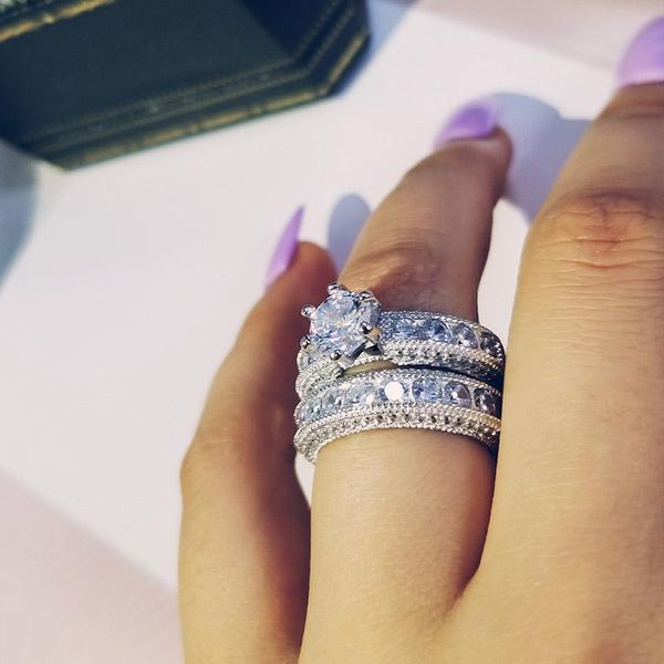 with side stones luxury bold big wedding rings set for bridal women engagement african finger christmas gift jewelry r4428, Silver
with side stones luxury bold big wedding rings set for bridal women engagement african finger christmas gift jewelry r4428, Silver