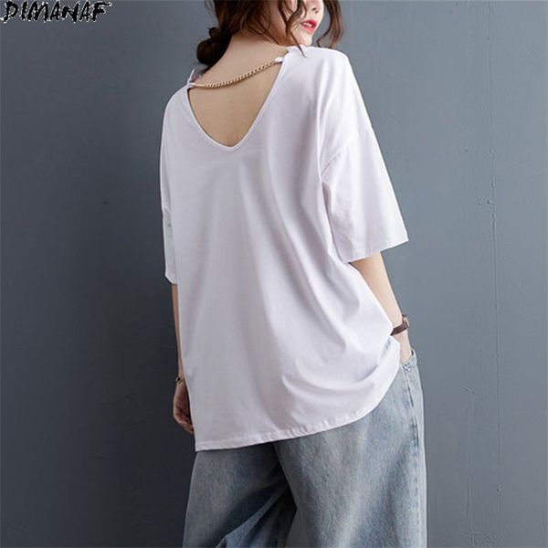 plus size women t-shirt backless tshirt white cotton show thin chain o-neck shirt loose summer solid tees 210531
plus size women t-shirt backless tshirt white cotton show thin chain o-neck shirt loose summer solid tees 210531