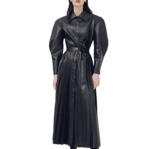 casual dresses pu leather women dress lapel puff long sleeve high waist pleated 2021 fall fashion, Black;gray
casual dresses pu leather women dress lapel puff long sleeve high waist pleated 2021 fall fashion, Black;gray