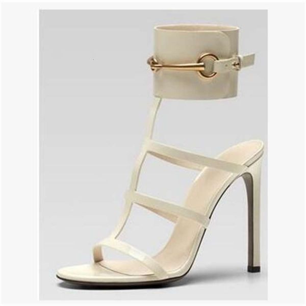 red patent leather horsebit ankle-strap sandals high heel buckle summer dress shoes big size, Black
red patent leather horsebit ankle-strap sandals high heel buckle summer dress shoes big size, Black