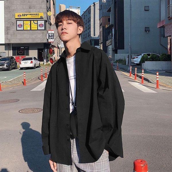 men's casual shirts black shirt long-sleeved korean trendy handsome blouse spring autumn fashion versatile loose lover top, White;black
men's casual shirts black shirt long-sleeved korean trendy handsome blouse spring autumn fashion versatile loose lover top, White;black
