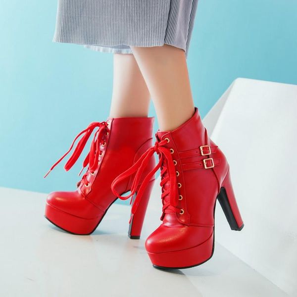 boots 2021 autumn lace up ankle boot hih heels red white black platform buckle strap plus size womens kniht motorcycle
boots 2021 autumn lace up ankle boot hih heels red white black platform buckle strap plus size womens kniht motorcycle