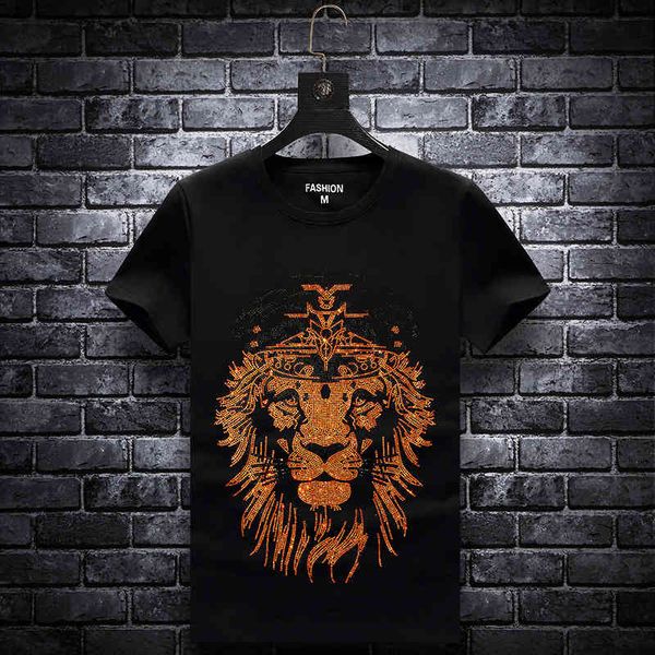 fashion t shirt summer short sleeve drilling lion brand youth large modal men's leisure, White;black
fashion t shirt summer short sleeve drilling lion brand youth large modal men's leisure, White;black