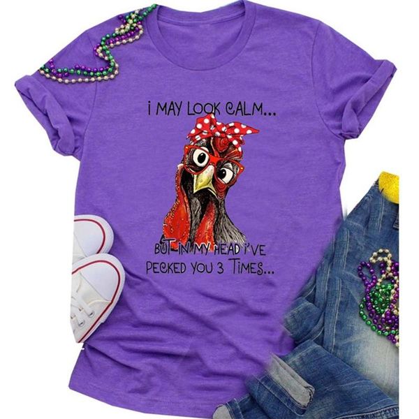 women's t-shirt women short sleeve o-neck i may look calm funny saying letters printed chicken graphic pullover tee s-3xl, White
women's t-shirt women short sleeve o-neck i may look calm funny saying letters printed chicken graphic pullover tee s-3xl, White