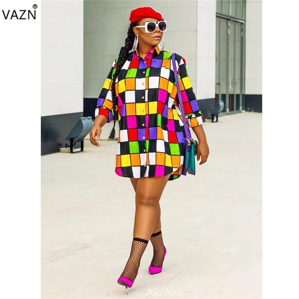casual dresses vazn 2021 arrival high fashion women shirt style dress colorful plaid full sleeve chiffon mini j6017, Black;gray
casual dresses vazn 2021 arrival high fashion women shirt style dress colorful plaid full sleeve chiffon mini j6017, Black;gray