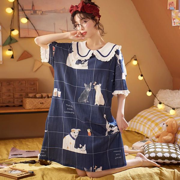women's sleepwear cute cartoon animal sweet doll collar nightdress female summer pure cotton soft plus size comfortable casual, Black;red
women's sleepwear cute cartoon animal sweet doll collar nightdress female summer pure cotton soft plus size comfortable casual, Black;red