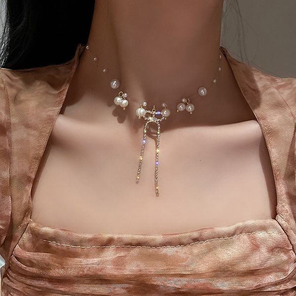 amulet pendants french necklace women's net red chain mori pearl bow short choker, Golden;silver
amulet pendants french necklace women's net red chain mori pearl bow short choker, Golden;silver