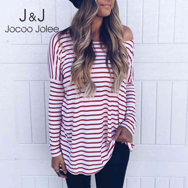 jocoo jolee female striped off shoulder t shirt harajuku long sleeve loose autumn women korean style casual shirt 210518, White
jocoo jolee female striped off shoulder t shirt harajuku long sleeve loose autumn women korean style casual shirt 210518, White