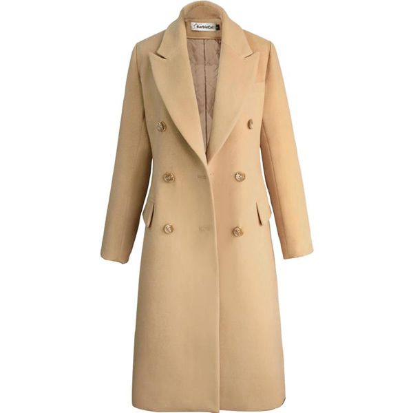 women's wool & blends autumn winter fashion camel woolen coat women double breasted slim turn down collar long, Black
women's wool & blends autumn winter fashion camel woolen coat women double breasted slim turn down collar long, Black