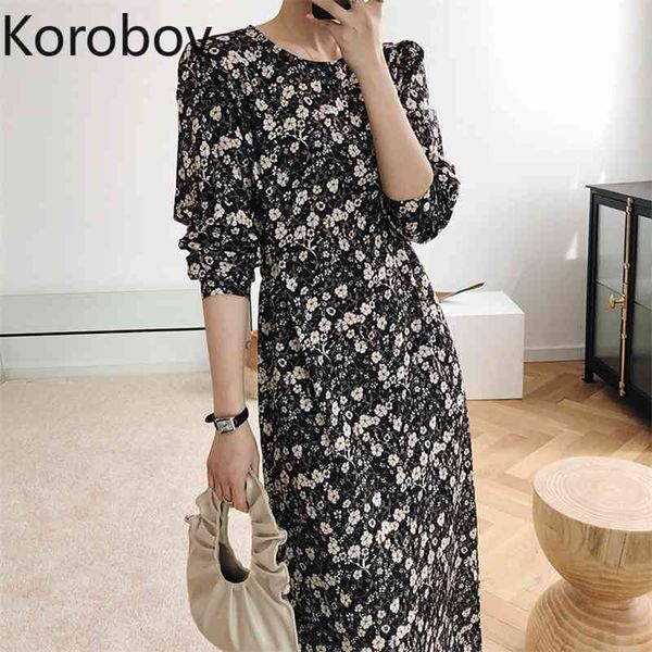 korobov korean flower print women long dress vintage elegant long sleeve o neck chiffon dresses summer beach style vestido 210430, Black;gray
korobov korean flower print women long dress vintage elegant long sleeve o neck chiffon dresses summer beach style vestido 210430, Black;gray