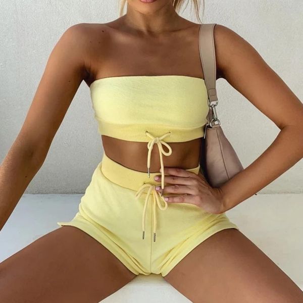 women 2021 summer backless off shoulder shorts solid color high waist lace up female casual sets women's tracksuits, Gray
women 2021 summer backless off shoulder shorts solid color high waist lace up female casual sets women's tracksuits, Gray