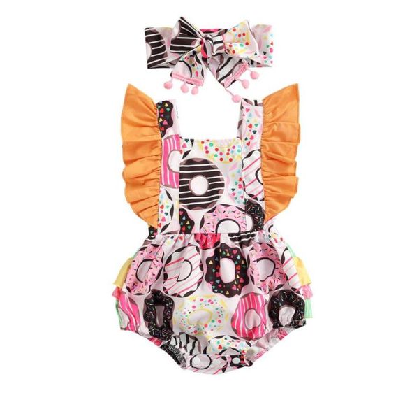rompers summer baby girl doughnut print bodysuits outfits tie-up ruffled square collar sleeve romper bowknot headband with pompoms, Blue
rompers summer baby girl doughnut print bodysuits outfits tie-up ruffled square collar sleeve romper bowknot headband with pompoms, Blue