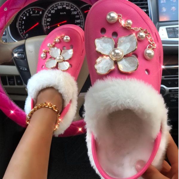 slippers sandals explosive 2021winter baotou ladies pearl plush slope heel platform women's shoes hole thick-soled slides, Black
slippers sandals explosive 2021winter baotou ladies pearl plush slope heel platform women's shoes hole thick-soled slides, Black