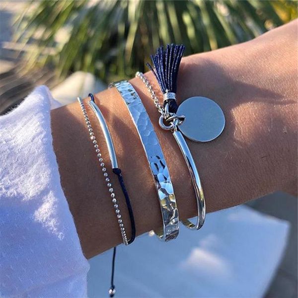 pcs/set fashion women bracelets set disc tassel blue rope pattern open silver color bracelet simple birthday female jewelry link, chain, Black
pcs/set fashion women bracelets set disc tassel blue rope pattern open silver color bracelet simple birthday female jewelry link, chain, Black