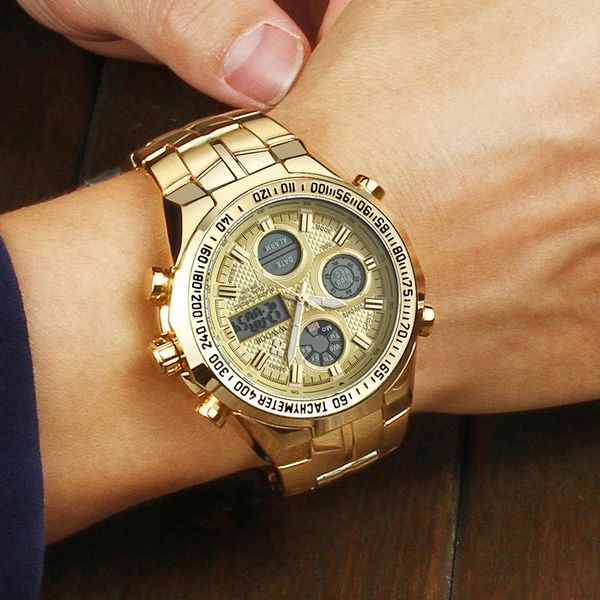 wristwatches wwoor mens watches men gold stainless steel sports quartz watch chronograph male clocks relogio masculino, Slivery;brown
wristwatches wwoor mens watches men gold stainless steel sports quartz watch chronograph male clocks relogio masculino, Slivery;brown