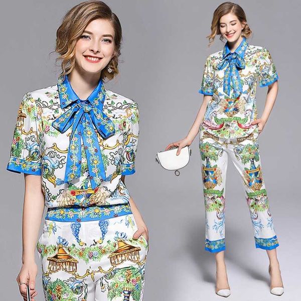 summer designer fashion runway set short-sleeve bow tie shirts + casual pattern print pants set 210531, White
summer designer fashion runway set short-sleeve bow tie shirts + casual pattern print pants set 210531, White