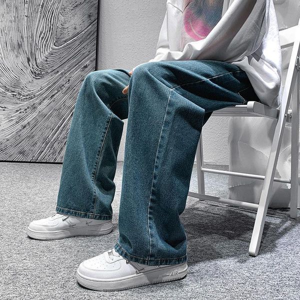 men's jeans neploha 2021 autumn loose solid color denim straight casual versatile pants hip hop vintage male trousers, Blue
men's jeans neploha 2021 autumn loose solid color denim straight casual versatile pants hip hop vintage male trousers, Blue