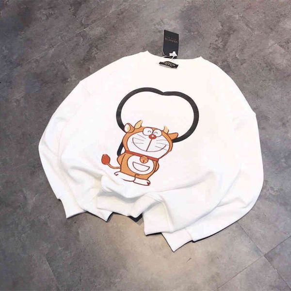 2022 factory wholesale new qingdao ox horn dingdang cat sweater round neck pullover loose couple embroidery double g terry autumn shirt, Black
2022 factory wholesale new qingdao ox horn dingdang cat sweater round neck pullover loose couple embroidery double g terry autumn shirt, Black